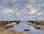 Eugene Boudin The Entrance to Trouville Harbour Spain oil painting artist